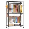Udorich Adjustable Rolling Clothes Rack with 3 Tiers and Lockable