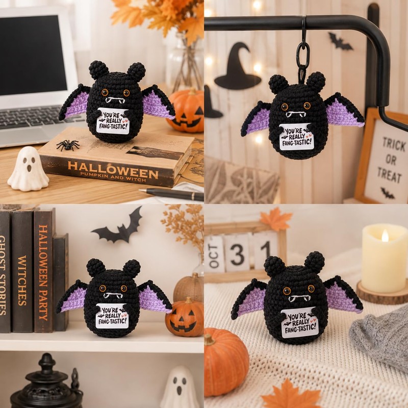 QINJIEJIE Knitted Bat Halloween Decorations Boo Basket Gifts