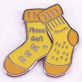 Please Don't Fall Love For Me Enamel Pin Yellow Socks Badge Brooch For Backpacks Coats Hats Accessories