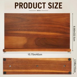 Hushee Extra Large Magnetic Knife Block Holder 15.75 Inches Acacia Wood Knife Block Rack Magnetic Universal Stand with Strong Enhanced Magnets Strip Kitchen Storage Cutlery Organizer Without Knifves