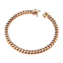 Old English Jewellers 9ct Yellow Gold on Silver Men's 8.75 inch Cuban Curb Bracelet Box Clasp