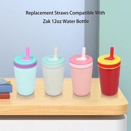 KLOWOAH Replacement Straws Compatible with Zak 12oz Stainless Steel Cup,Reusable Straw with Cleaning Brush (Pack of 6)
