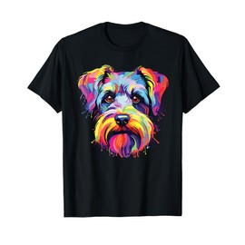 Watercolor Colorful Miniature Schnauzer Dogs T-Shirt