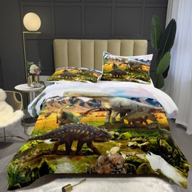 Bodhi Boys Kids Dinosaur Bedding Set - 3D Comforter, 2 Pillowcases, Full Size
