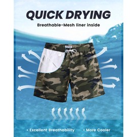MaaMgic Men's Swimming Trunks Quick Dry Fit Performance Surfing Short Pockets, Camouflage-9271, Small ( Waist:30 inch-32 inch )