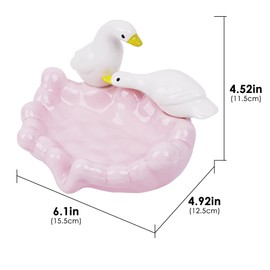 Biiange Duck Ceramic Soap Dishes, Cute Duck Soap Dish Self, Draining Soap Dish Soap for Bathroom, Sinks, Kitchen (Pink)