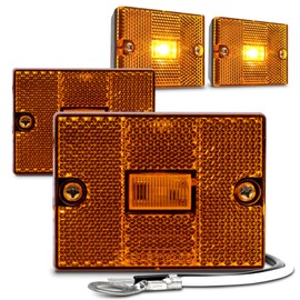 TRUE MODS 4pc 2x3 3x2 Inch Amber LED Stud-Mount Side Marker Light [DOT FMVSS-108] [SAE AP2] [IP67 Waterproof] [Integrated Reflector] for Utility Boat Trailers Over 80" Camper RV Clearance Light