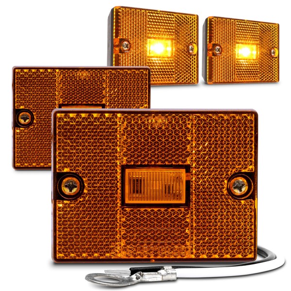 TRUE MODS 4pc 2x3 3x2 Inch Amber LED Stud-Mount Side