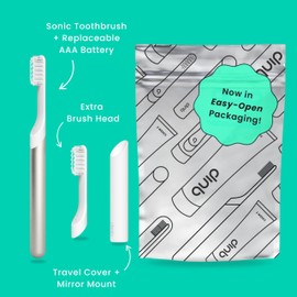 Quip Metal Sonic Toothbrush for Adults Plus Extra Brush Head - Moonrise Champagne