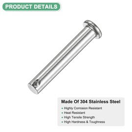 M METERXITY 4-Pack Single Hole Clevis Pins, M8 x 50mm 304 Stainless Steel Flat Head Clevis Pins for Mechanical Linkage/Fixed Parts/Ship Rigging, Link Hinge Pin Reusable