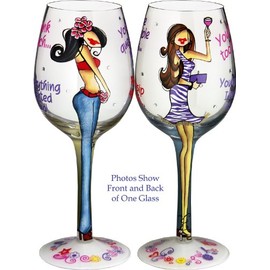 Bottom's Up 15-Ounce Lasting Friendships Handpainted Wine Glass