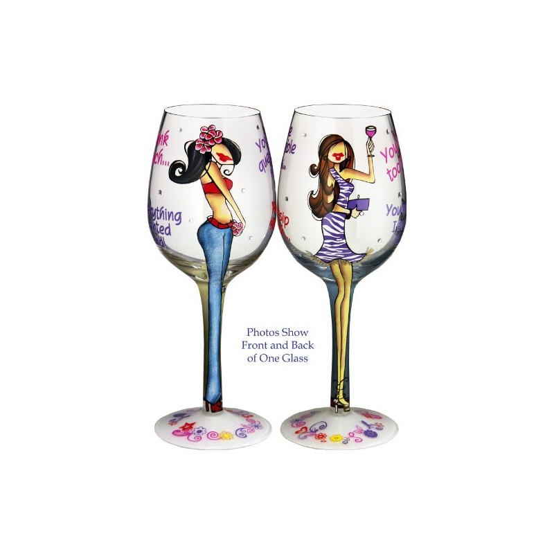 Bottom's Up 15-Ounce Lasting Friendships Handpainted Wine Glass