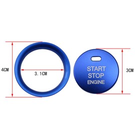 Youzzei Car Start Stop Button Cover, Car Engine Start Stop Button for Mazda 3 Axela Mazda 6 Atenza CX-3 CX-4 CX-5 CX-8 MX-5 Star Button Cover, Aluminium Alloy Mazda 3 Car Start Button Cover - Blue