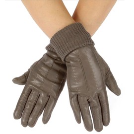 GFM® Womens Soft Faux Leather Gloves - Khaki - (GLOVES-GF-3120-C-KH)