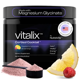 Vitalix Cortisol Cocktail–Premium Powder Drink Mix | Cortisol Supplements for Women & Men + Cortisol Detox | Ashwagandha KSM 66, Magnesium Glycinate, L Theanine | Raspberry Lemonade –30 Servings