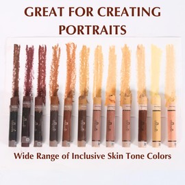 STAPLEDON ARTS - Melanin Series Oil Pastels for Artists, Kids & Adults, Perfect for Drawing Portraits or Nature, 12 Skin Tone Colors, Paint Stick, Crayons, Student Grade Quality, Youth Art Month