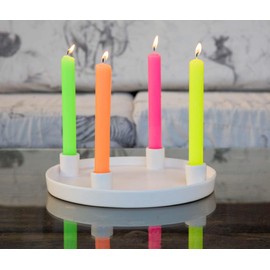 Pack of 16 Taper Candles Neon Orange, Candles, Crown Candles, Length 17 cm, Diameter 2 cm