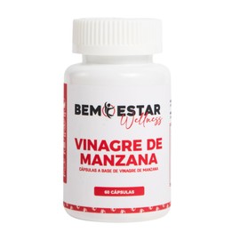 Vinagre de Manzana en Cápsula  60 Cápsulas  30 Porciones  Sin Sabor Ácido  Sin Azúcar  Bemestar Wellness                                              