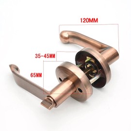 Hardbase Metal Door Knob with Key Interior Bathroom Lever Handle Aluminum Alloy Main ET001-SB Gold (Gold)