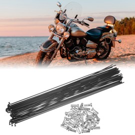 X AUTOHAUX 36pcs Bicycle Carbon Steel Spokes 14G Bike Spoke 301mm Length with Nipples for Most Bicycle Black