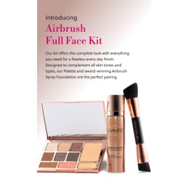 LUMINESS Face Time All In One Makeup Kit - Includes Face Palette, Airbrush Foundation, and Makeup Brush - Long-Wearing, Silky, Soft, Easy to Blend, 3-PC Make Up Set (16 - Light Rich)