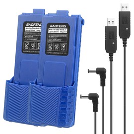 BAOFENG UV-5R Extended Battery，3800mAh Li-ion High Capacity Extended Battery for UV-5R UV-5RTP UV-5R Plus UV-5RX3 BF-F8HP RD-5R UV-5X3, BF-F9 Series Radios (Blue*2+USB Charger Cable*2)