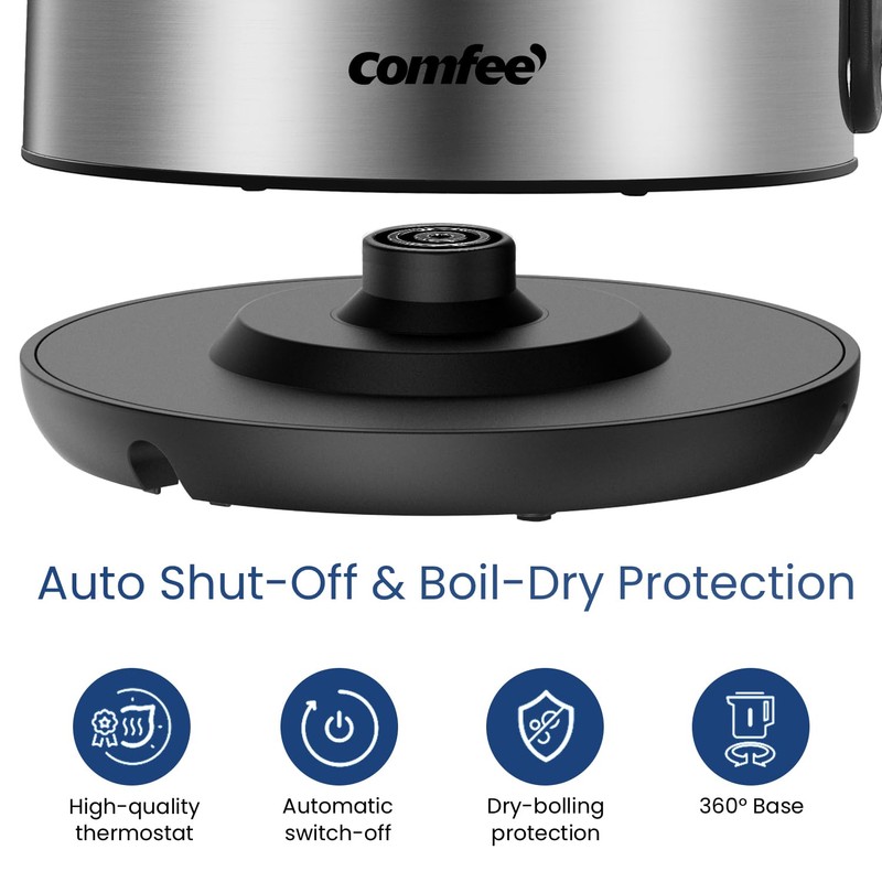 COMFEE' Stainless Steel Electric Kettle, 1.7 Liter Tea Kettle Electric