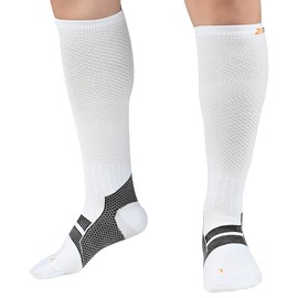 ZaTech Plantar Fasciitis Compression Socks for Men & Women, Sports Compression Socks, Thrombosis Stockings, 20-30 mmHg, white/black