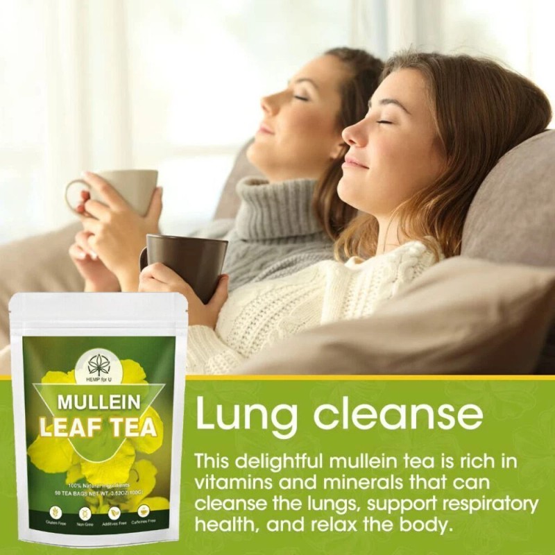 Hemp for U (2 Pack) HFU Natural Mullein Leaf Tea,