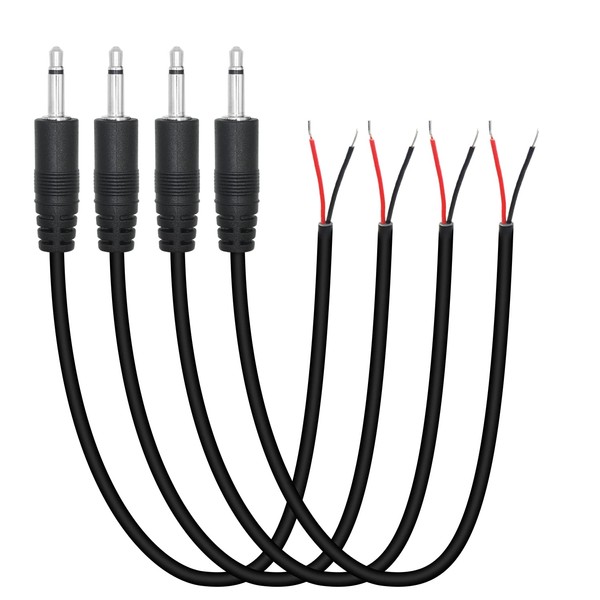 4Pcs 3.5mm Male Plug to Bare Wire Open End Cable,