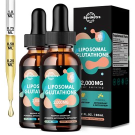 2 Pack Liposomal Glutathione Supplement - 2000mg Glutathione Liquid Drops with Vitamin C, Curcumin & Trans-Resveratrol - Powerful Antioxidant for Immune, Skin Health, Aging Defense & Liver Detox