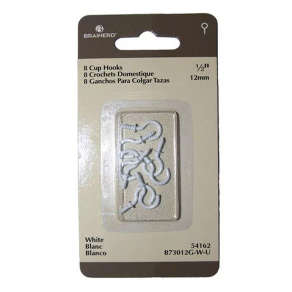 1/2" White Cup Hook - 8 Pack 54162
