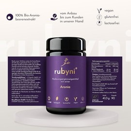 Aronia (90 Capsules) • 100% Organic Aronia Berry Extract • 400mg Aronia of which 44mg Polyphenols + 20mg Anthocyanins per Capsule • Black Chokeberry Extract • Organic & Vegan • No Additives