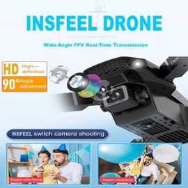 Mini Drone with Camera for Adults - Christmas Toy Gift for Teenage Boy Girl Kids Beginner Age 8-10-12 Years Old - RC Quadcopter Multirotors | Foldable UAV | WiFi HD FPV Live Video | One Key Take Off/Land | Altitude Hold | Headless Mode | 360° Flip | Carr