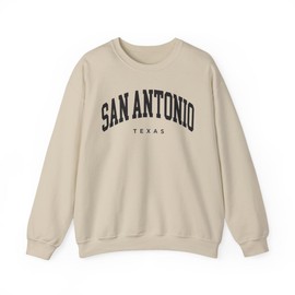 CUSTOMI San Antonio Texas Adult Unisex Crewneck Sweatshirt, Sand, L