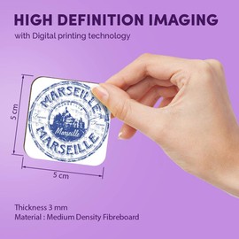 1 x Square MDF Fridge Magnet - Marseille France Travel Stamp 5913