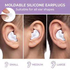 24 Pcs Soft Silicone Moldable Ear Plugs Reusable Noise Cancelling Earplugs Sleep Ear Plugs for Sleeping, Swimming, Snoring, Study, Travel, Work(12 Pairs)