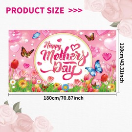 Happy Mothers Day Banner Decorations - Mothers Day Backdrop 110x180cm Decor Best from Daughter Son Mother's Day Party Supplies Accessories Home Decor