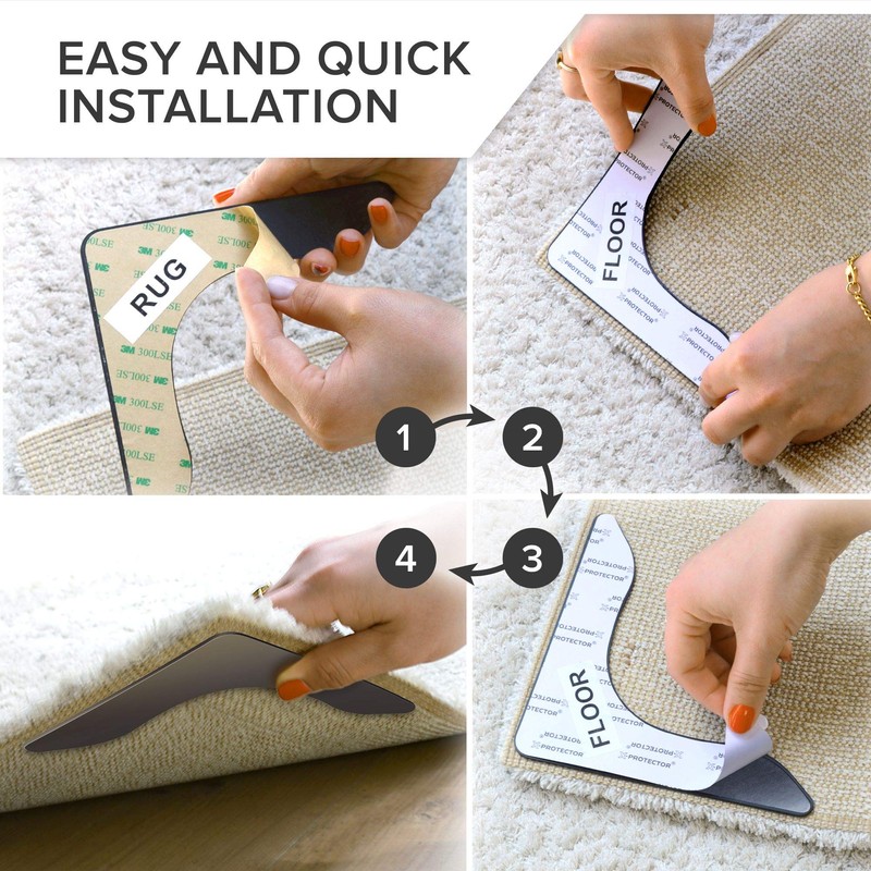 X-Protector Rug Grippers Best 4 pcs Anti Curling Rug Gripper