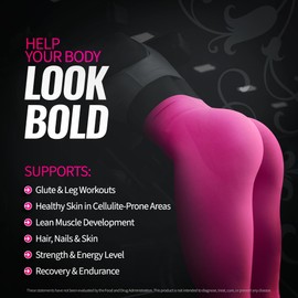 Bold Buns Creatine for Women – Booty Builder Supplement with Collagen & BCAA – Supports Muscle Development, Post-Workout Recovery, Skin Elasticity, Healthy Hair & Nail | Unflavored – 30 Servings