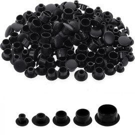 Pack of 200 Cover Caps for Drill Holes, Screw Cover, Black Plastic Hole Plugs, Furniture Hole Cover, Screw Holes Cover, Drill Hole Cover Caps (5 mm/6 mm/8 mm/10 mm/12 mm)