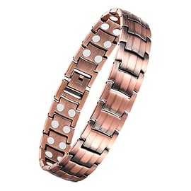 Jeracol Copper Bracelets for Men,Magnetic Wristbands Bracelet with Double Row Strength Magnets,Copper Magnetic Brazaletes with Remove Tool & Jewelry Gift Box