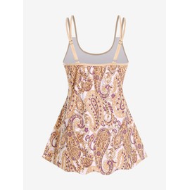 ROSE GAL Rosegal - Traje de baño tankini con estampado de cachemira, talla grande para mujer, Naranja Claro_1, 4XG