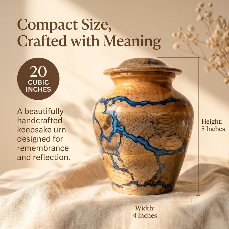 Handcrafted Wooden Cremation Urn for Human Ashes – Memorial Urn