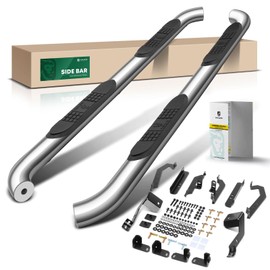 YHTAUTO 3 Inch Running Boards Side Steps Compatible with Ford Bronco Sport 2021-2024, SUV, Round Chrome Stainless Steel Polished Chrome, Cab Side Step Rails Off-Road Exterior Accessories, Set of 2