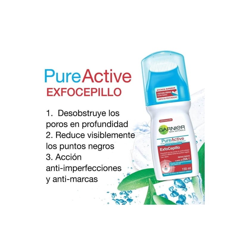 Limpiador facial Garnier Pure Active anti imperfecciones exfocepillo 150 ml