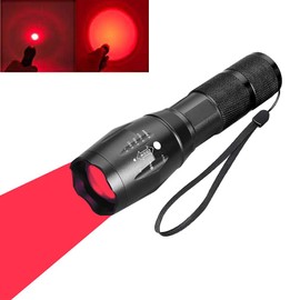 Red Light LED Torch, Red Tactical Torch Signal Lamps Zoomable Adjustable Focus 1 Mode for Night Vision Astronomy Fishing