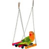 SunGrow Parrot Cage Hammock Swing, Colorful Wooden Swing with Metal