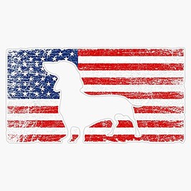 HOF Trading American Flag Dachshund Dog Lover 4Th of July Gift Vinyl Sticker Waterproof Decal Laptop Wall Window Bumper Sticker 5"