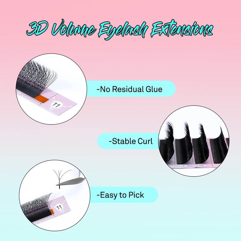 VAVALASH W-shaped Eyelash Extension 4D Premade Fans 0.07 D Curl